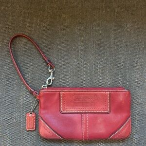 Coach Cherry Red Leather Wristlet